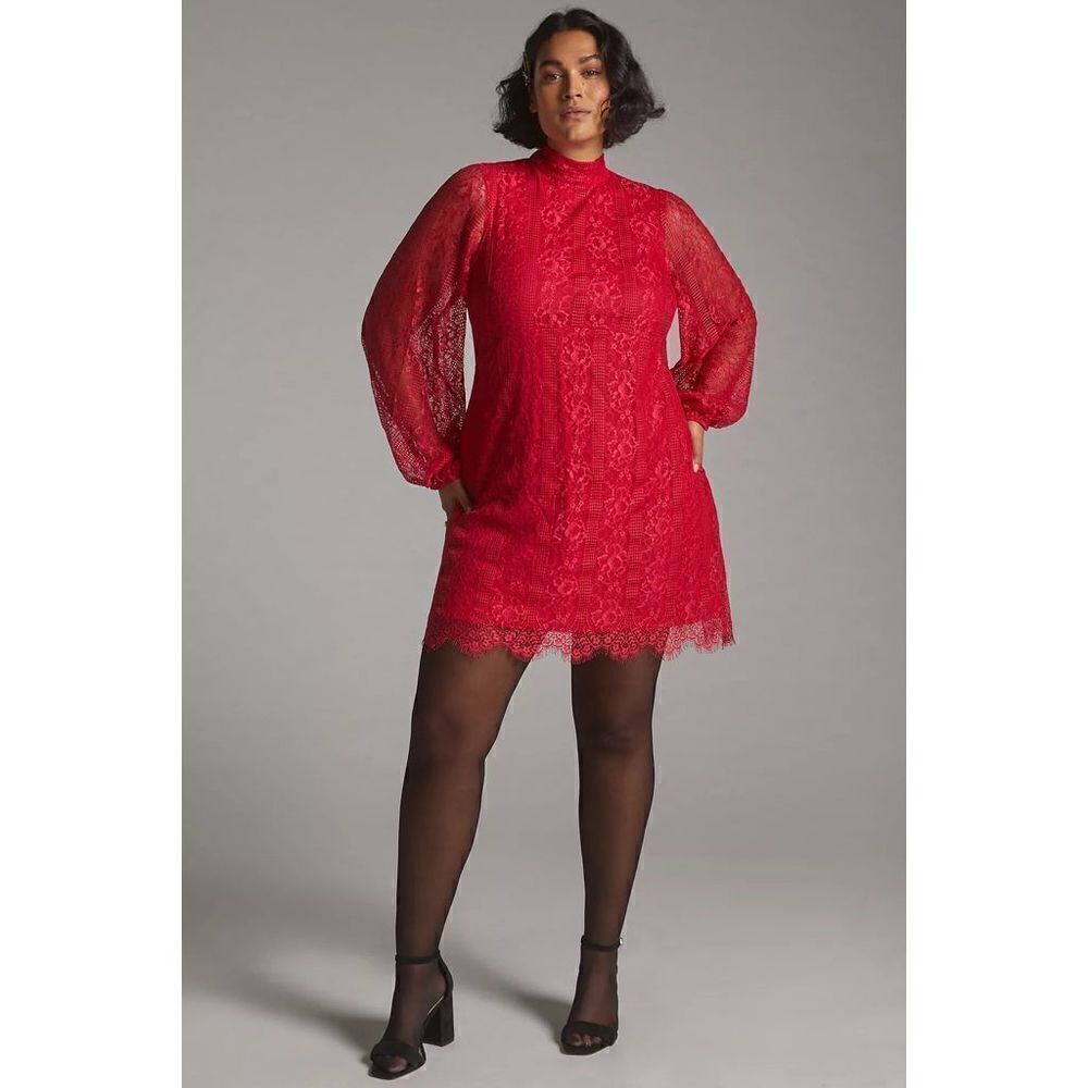 Anthropologie - Maeve Open-Back Lace Mini Dress
